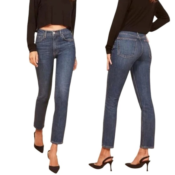 REFORMATION Julia High Cigarette Jeans in Flores Wash LY599 - Picture 1 of 11